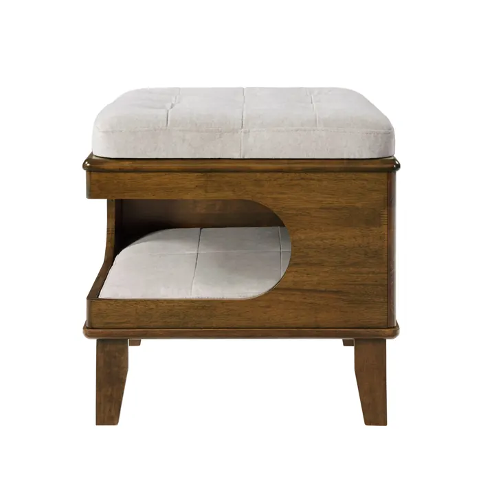 Fornecedor: Walnut Finish Ottoman with Cat Hideaway