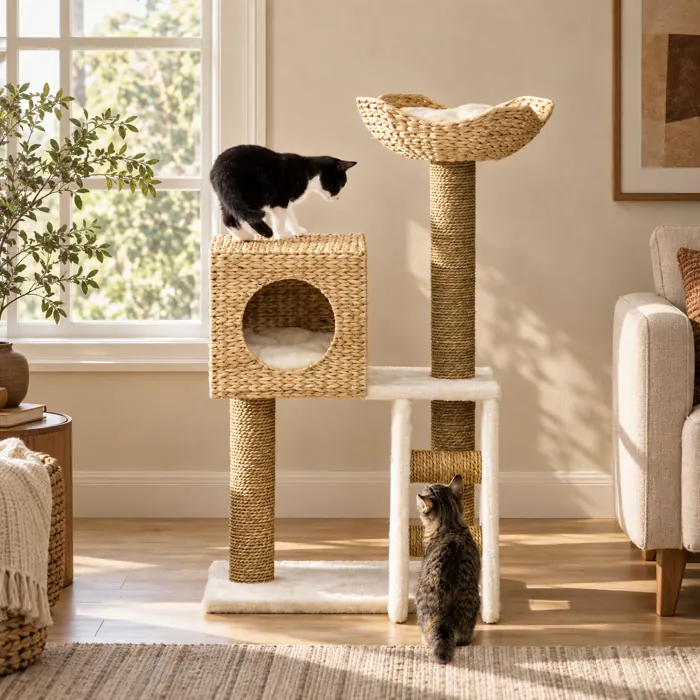 Woven Cattail Cat Tree